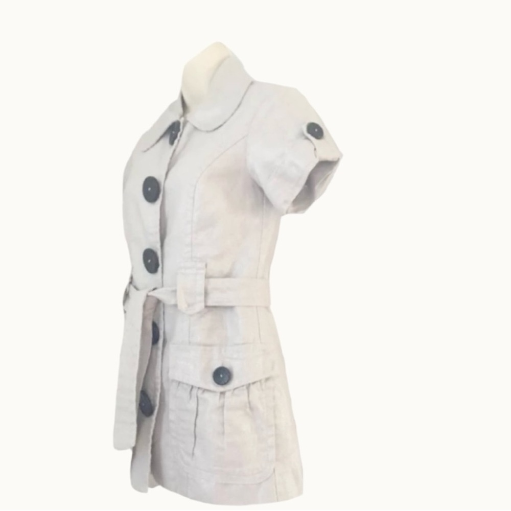 ✨ Kensie Linen Blend | Belted Safari / Military Chic Jacket | Short Sleeve |  XS - Picture 4 of 7